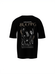 Blooming Graphic Unisex Black Oversized T-Shirt
