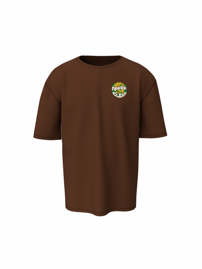 Grow Green Graphic Unisex Brown Oversized T-Shirt
