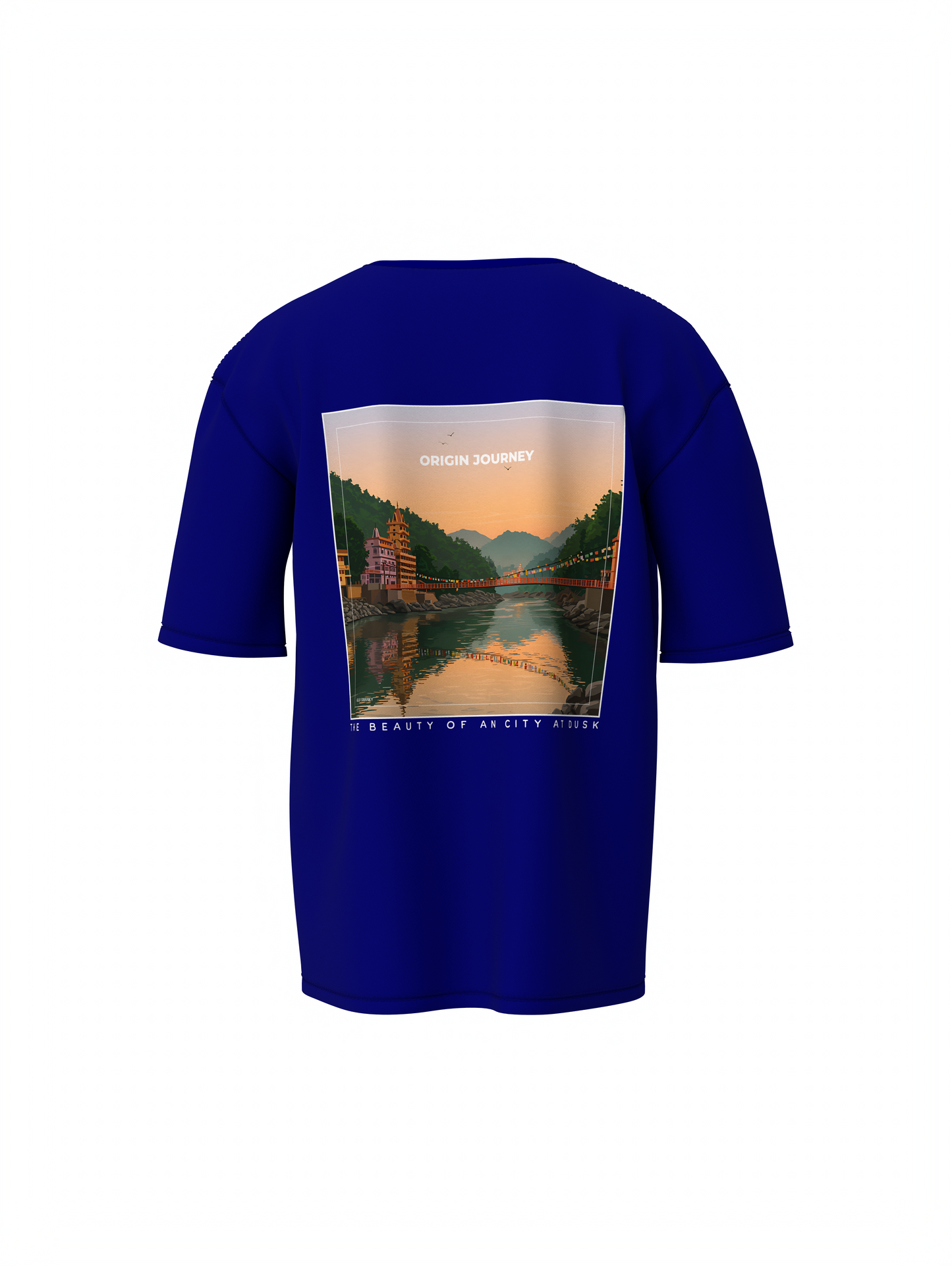 Origin Journey Graphic Unisex Blue Oversized T-Shirt