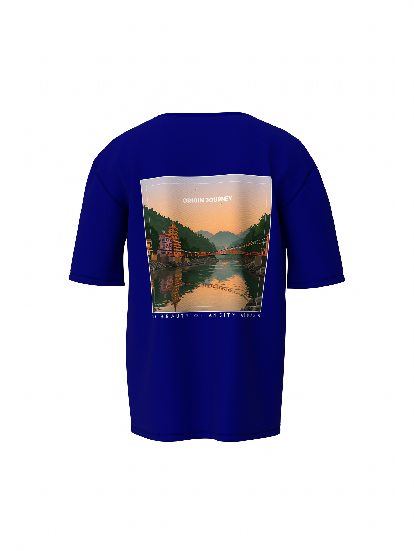 Origin Journey Graphic Unisex Blue Oversized T-Shirt