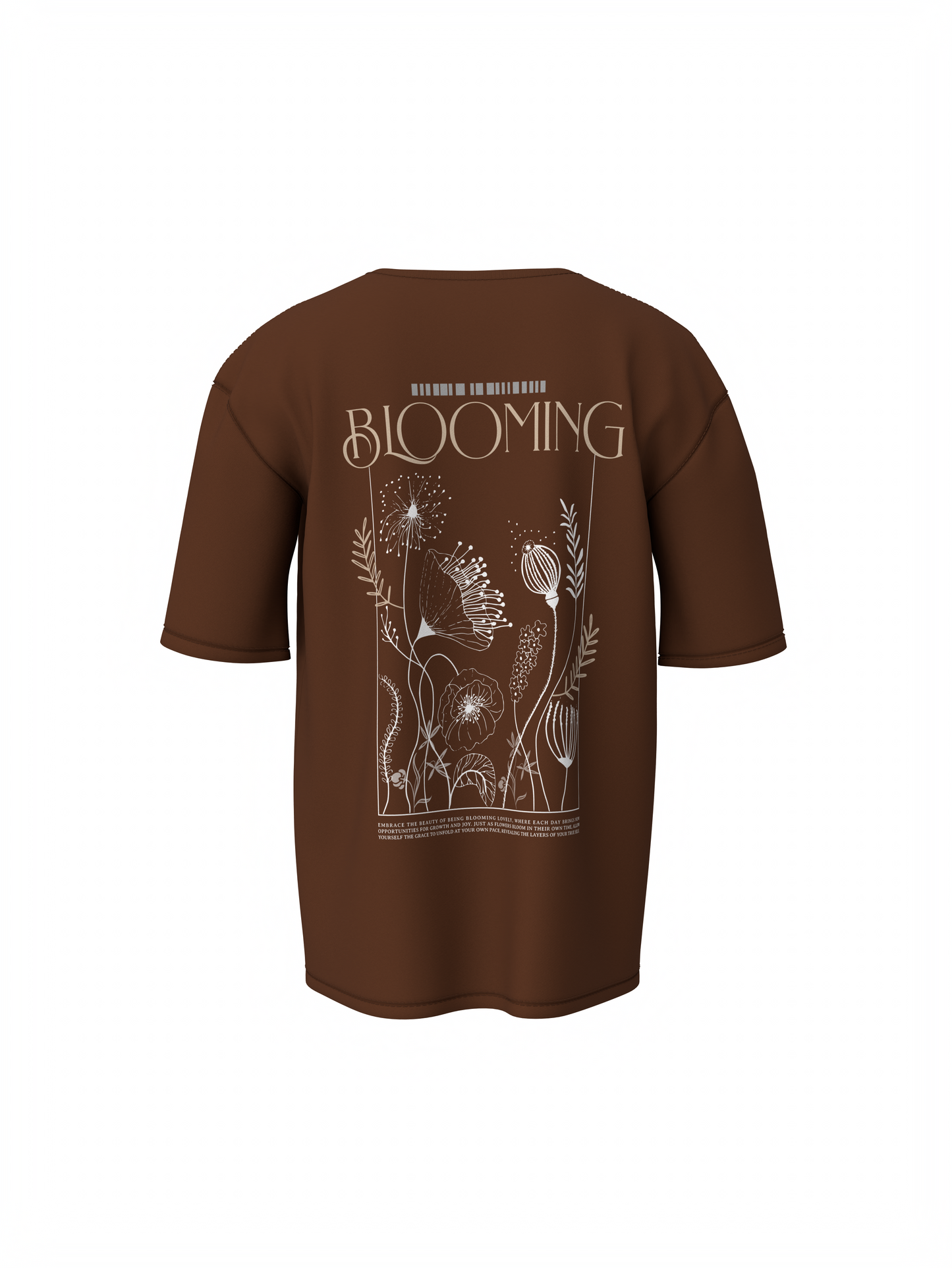 Blooming Graphic Unisex Brown Oversized T-Shirt