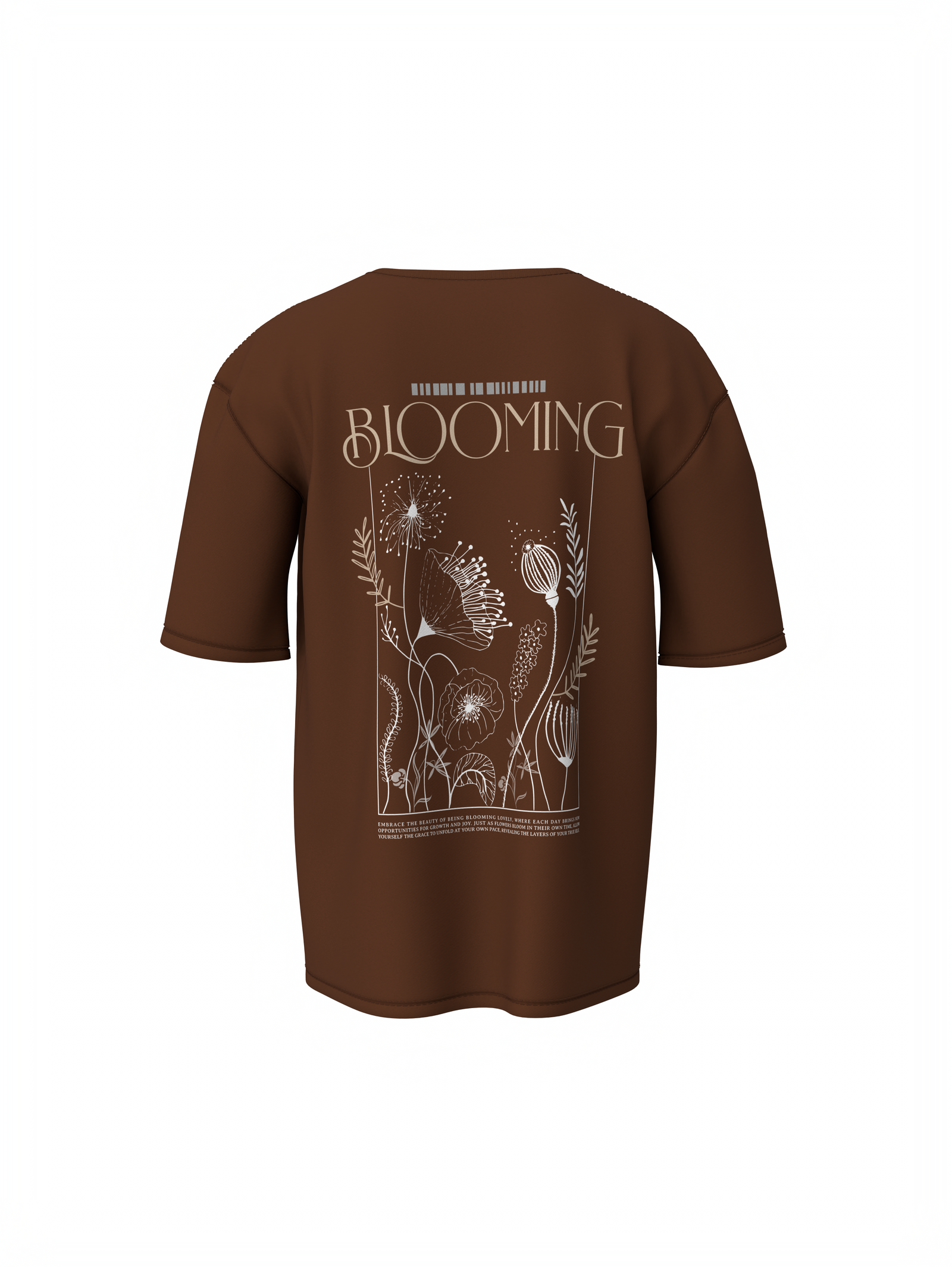 Blooming Graphic Unisex Brown Oversized T-Shirt
