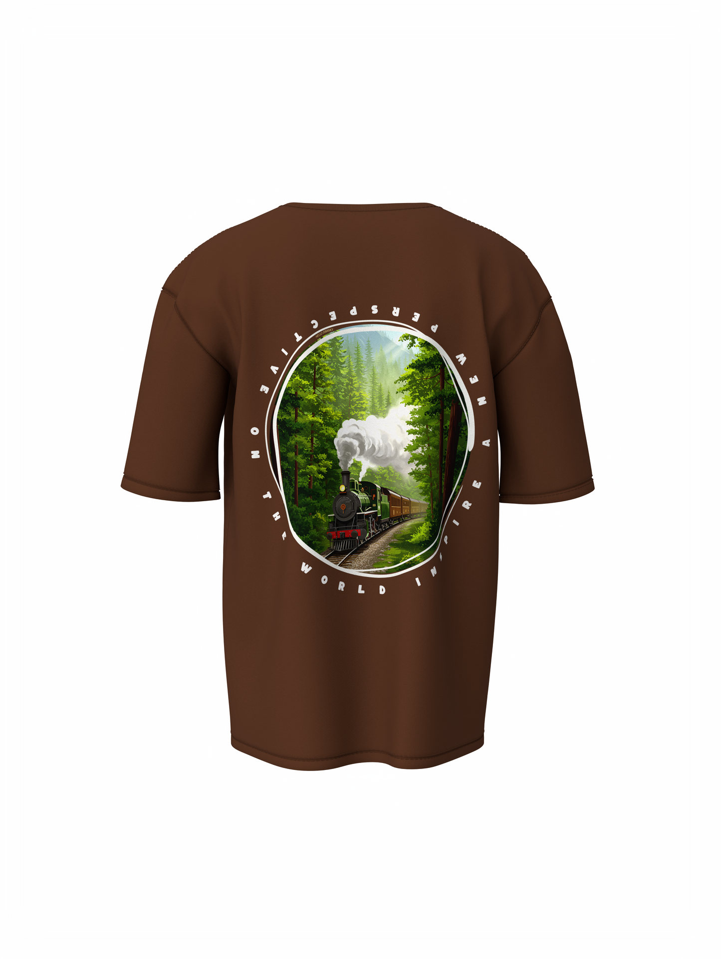 Nature train Graphic Unisex Brown Oversized T-Shirt