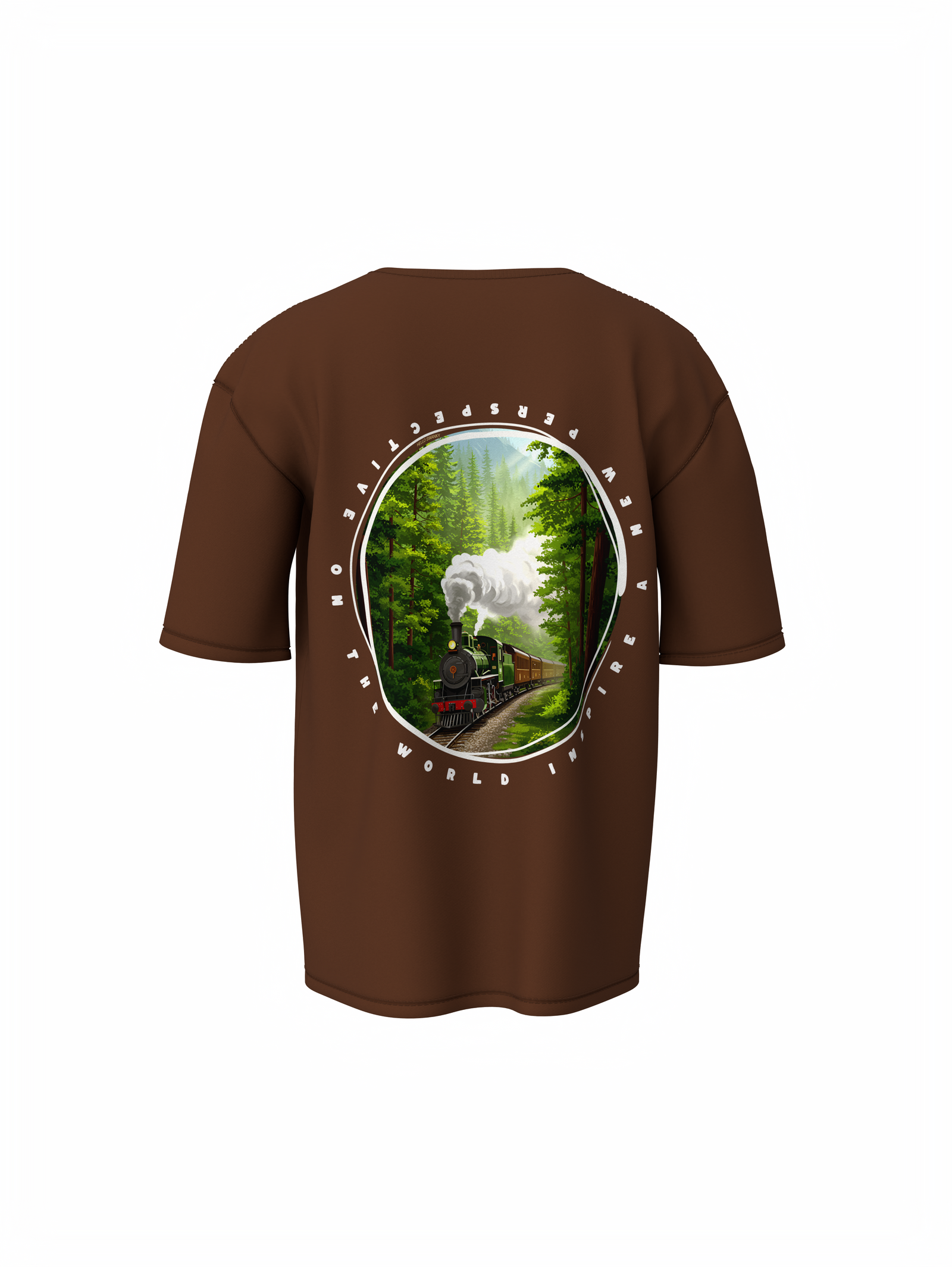 Nature train Graphic Unisex Brown Oversized T-Shirt