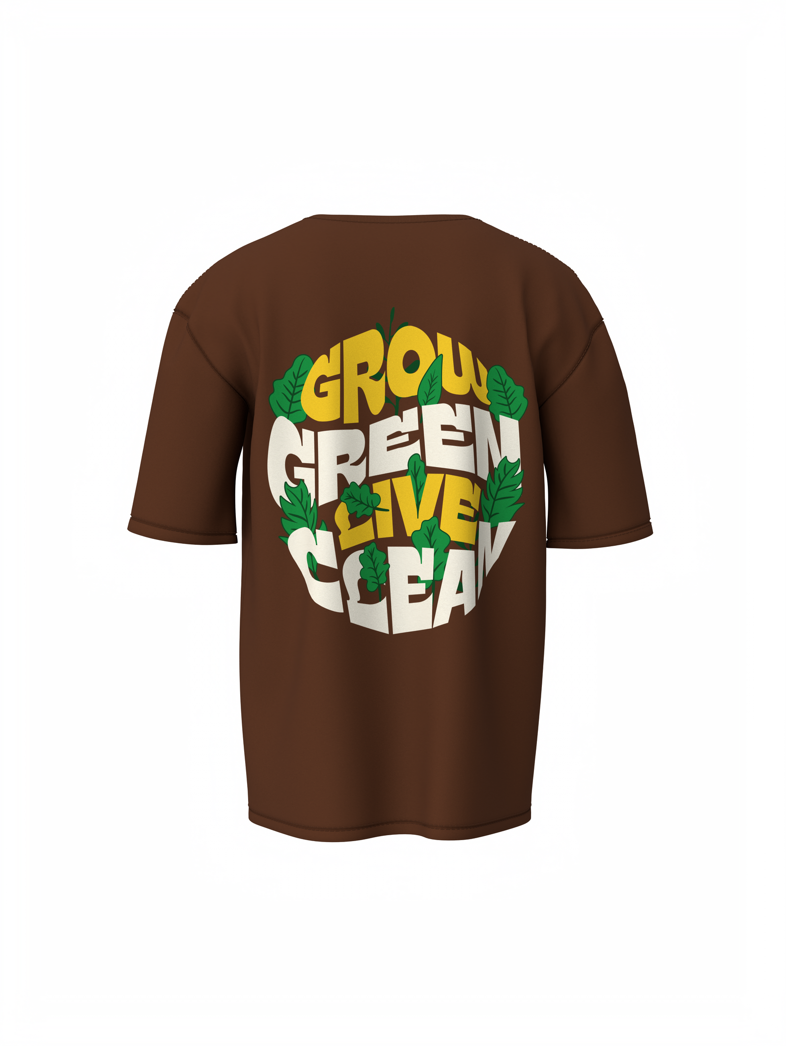 Grow Green Graphic Unisex Brown Oversized T-Shirt