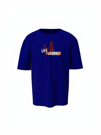 Origin Journey Graphic Unisex Blue Oversized T-Shirt