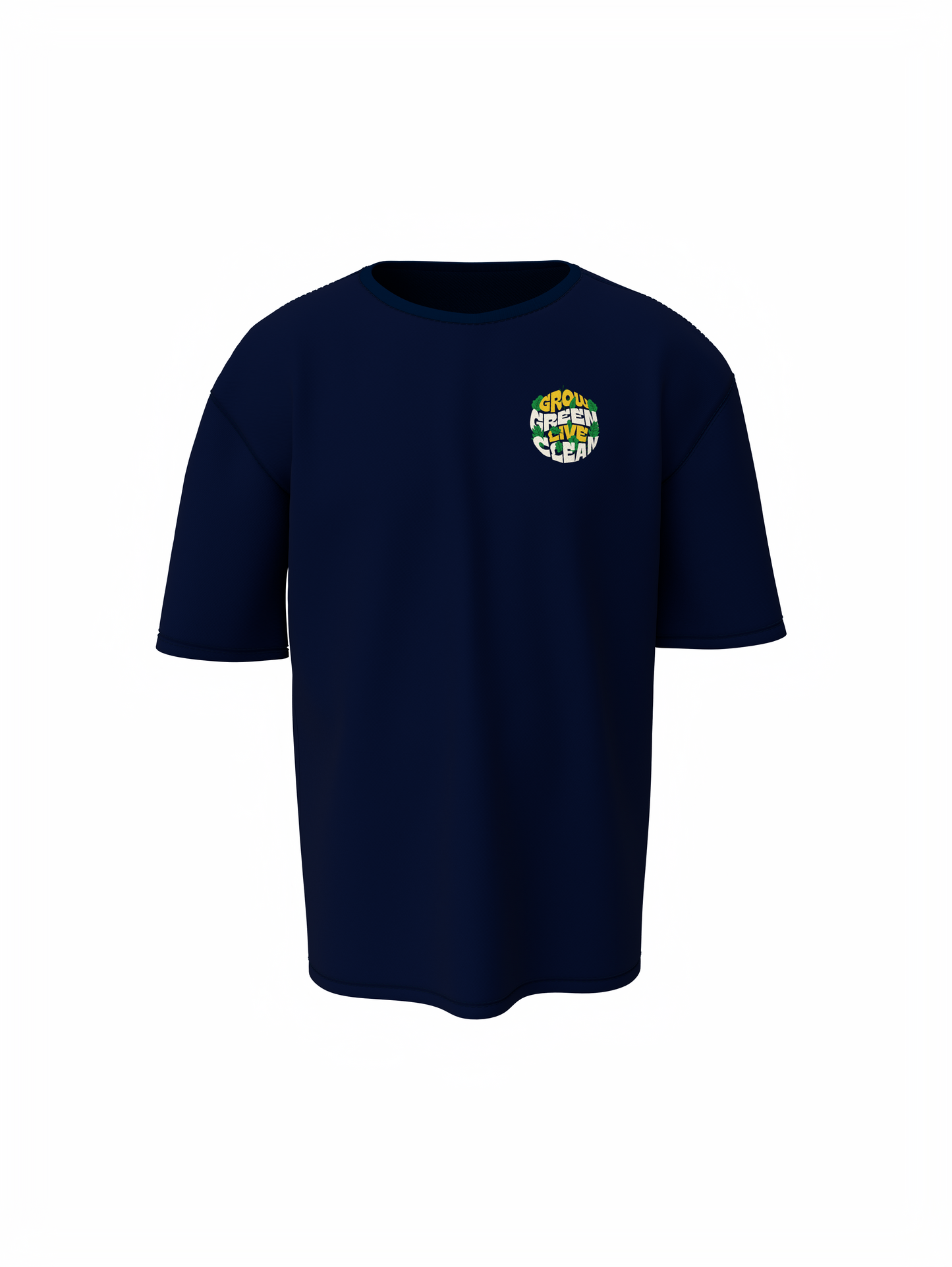 Grow Green Graphic Unisex Dark Blue Oversized T-Shirt