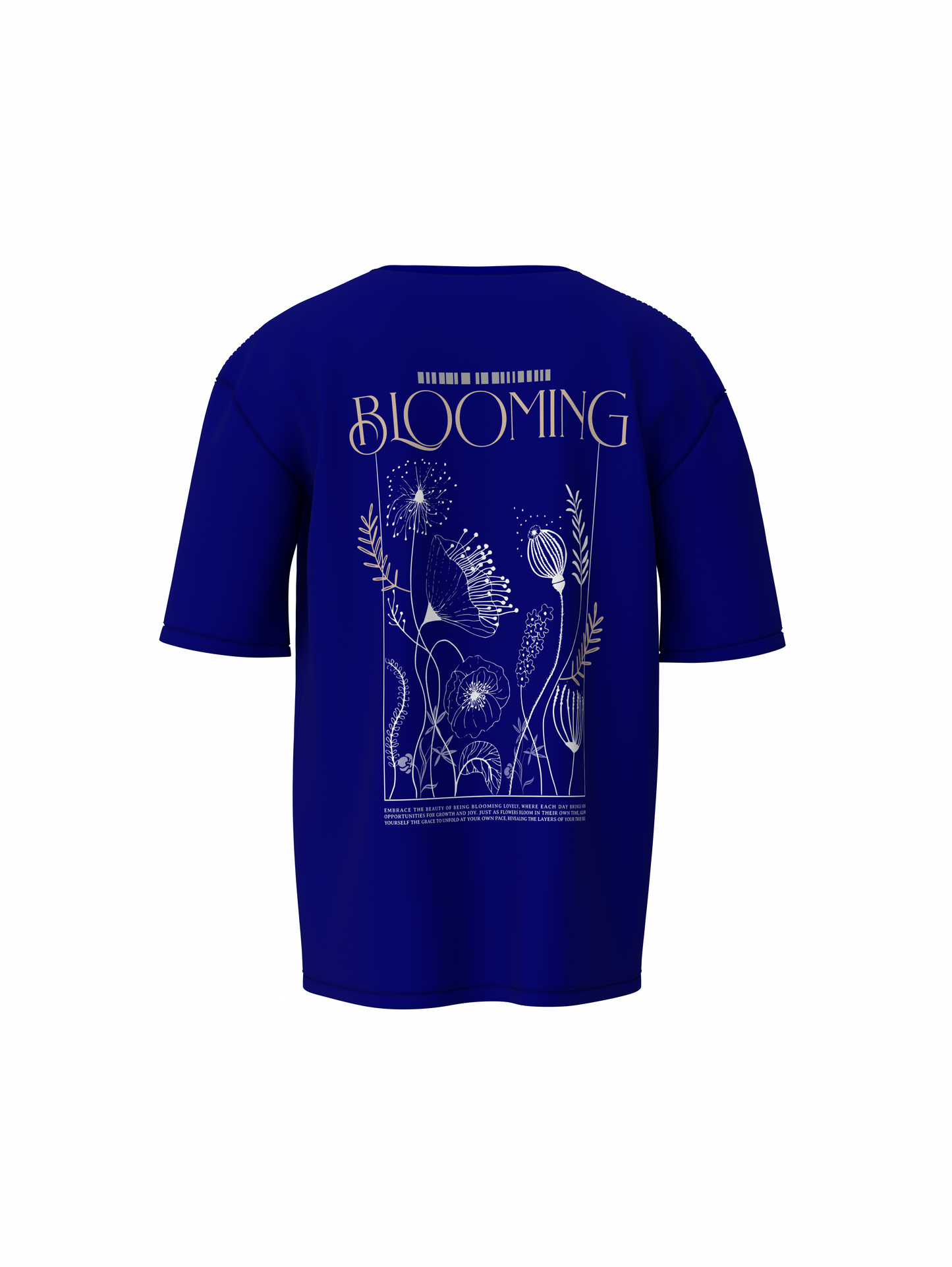 Blooming Graphic Unisex Blue Oversized T-Shirt