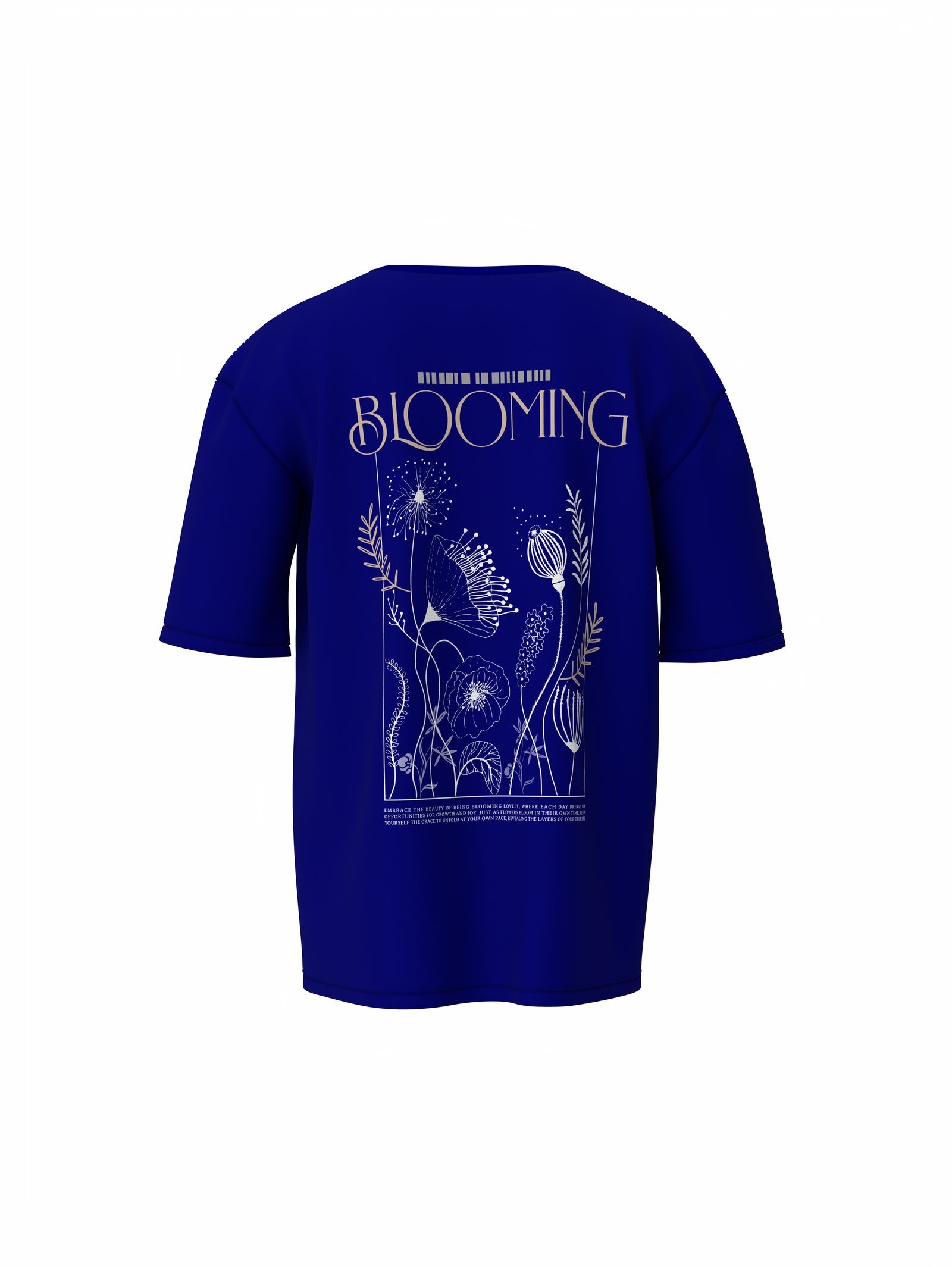Blooming Graphic Unisex Blue Oversized T-Shirt