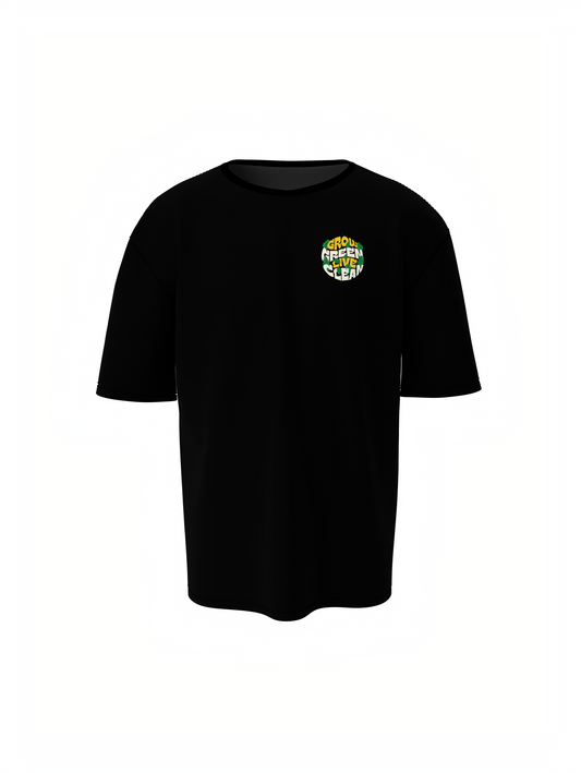 Grow Green Graphic Unisex Black Oversized T-Shirt