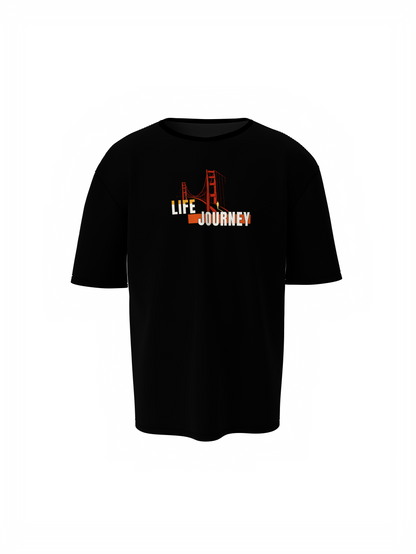 Origin Journey Graphic Unisex Black Oversized T-Shirt