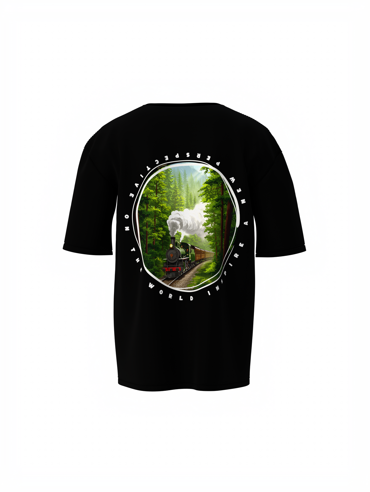 Nature train Graphic Unisex Black Oversized T-Shirt