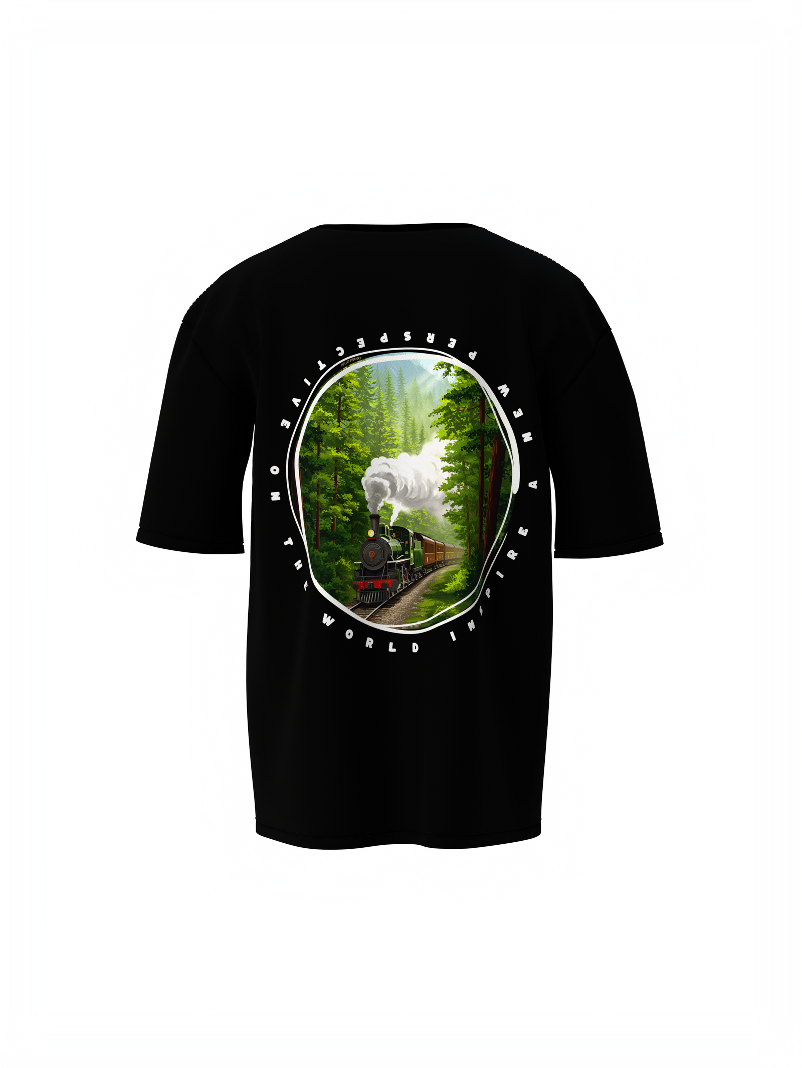 Nature train Graphic Unisex Black Oversized T-Shirt