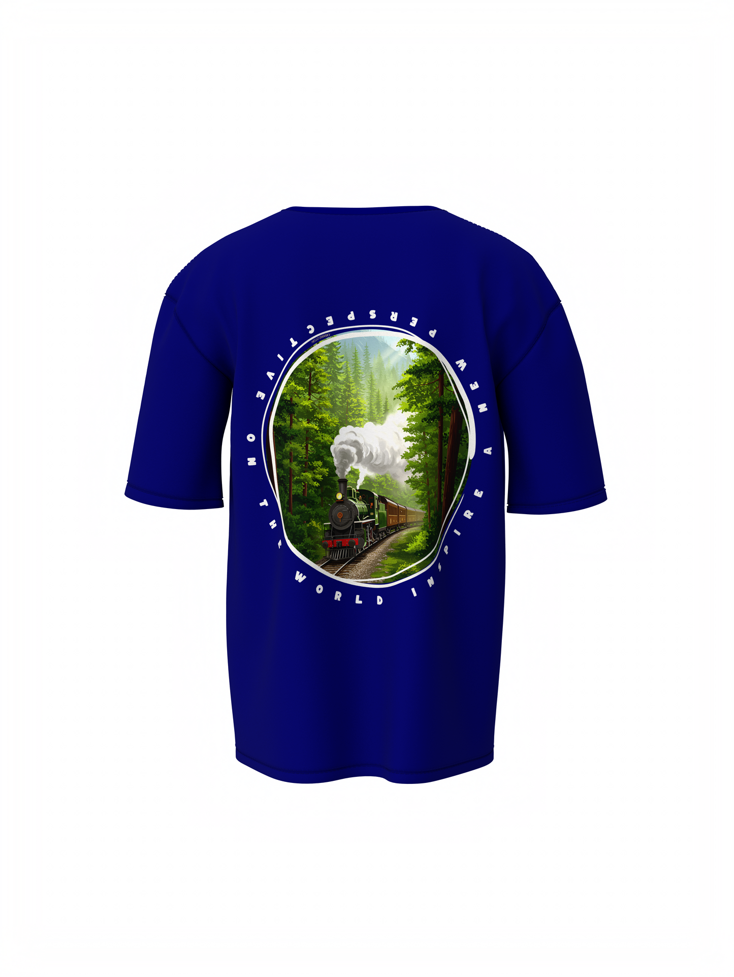 Nature train Graphic Unisex Blue Oversized T-Shirt