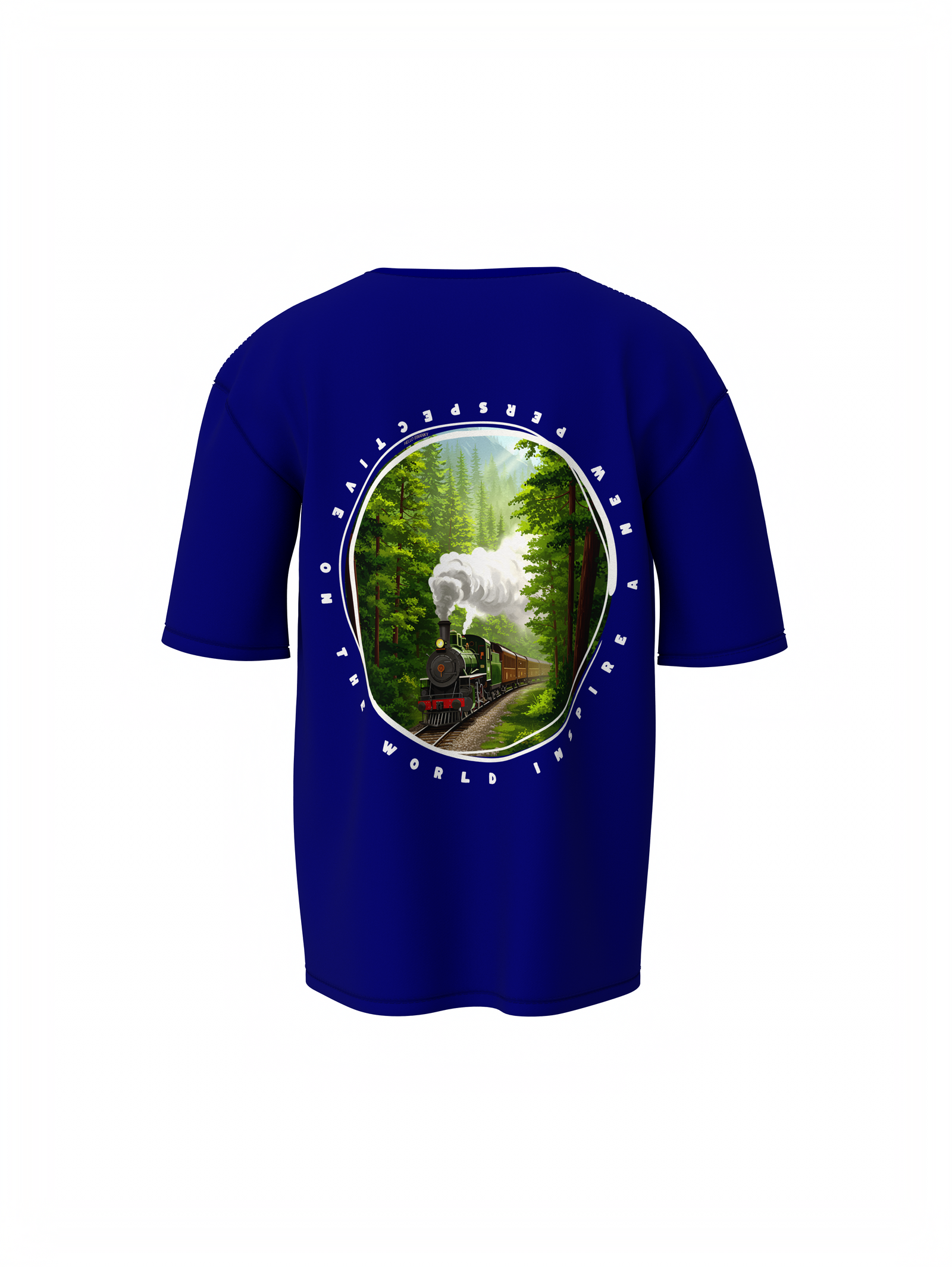 Nature train Graphic Unisex Blue Oversized T-Shirt