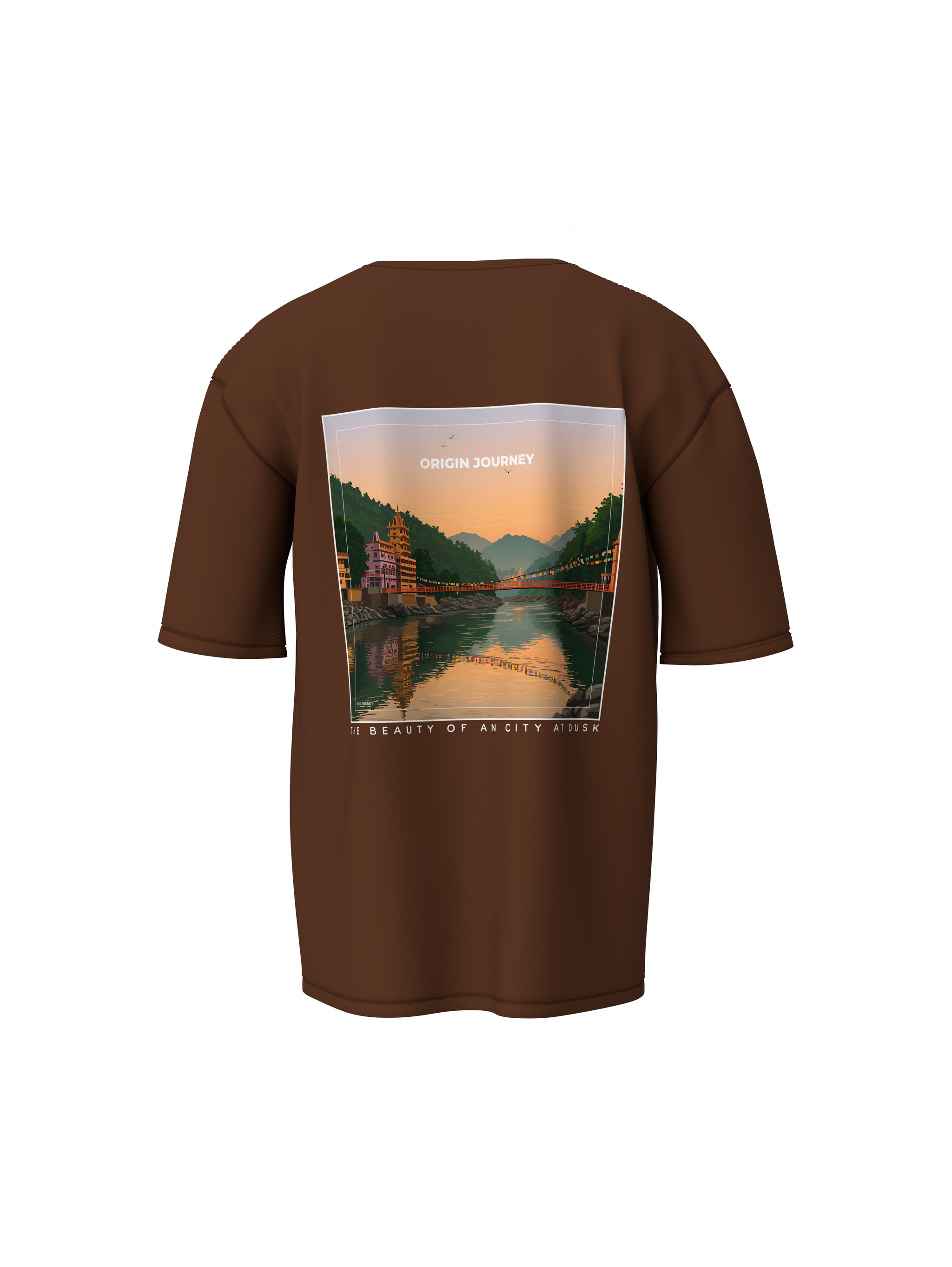 Origin Journey Graphic Unisex Brown Oversized T-Shirt