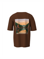Origin Journey Graphic Unisex Brown Oversized T-Shirt