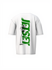 Jetset Graphic Unisex White Oversized T-Shirt