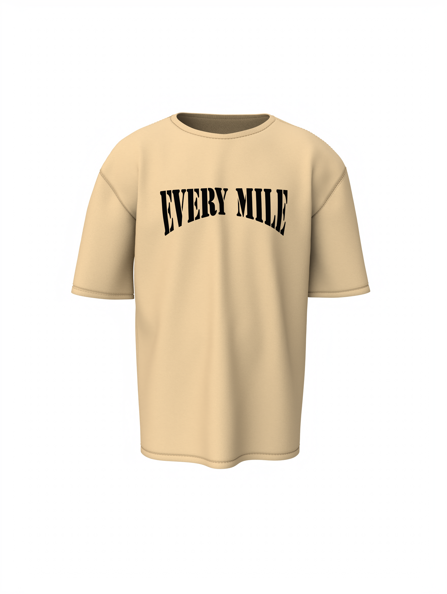 Every Mile Graphic Unisex Beige Oversized T-Shirt Tee