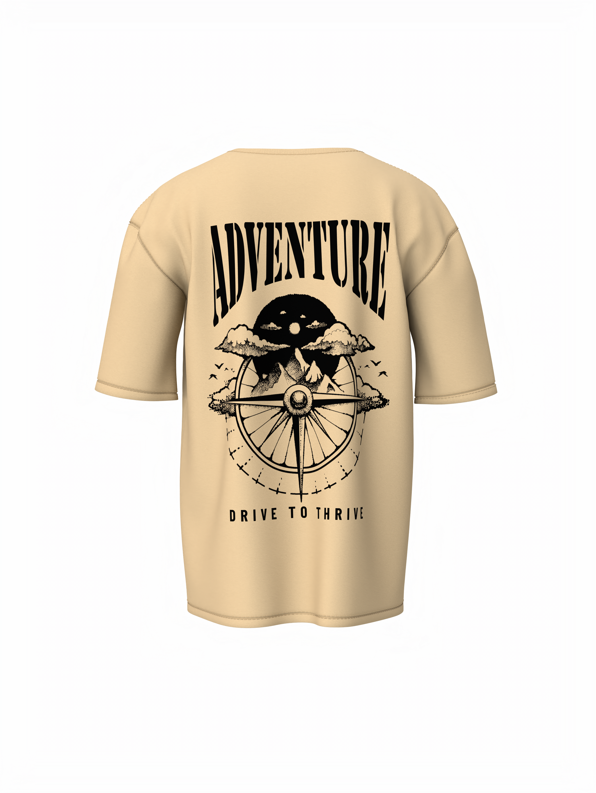 Every Mile Graphic Unisex Beige Oversized T-Shirt