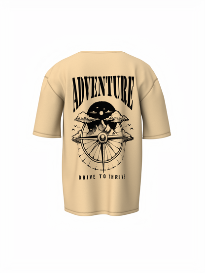 Every Mile Graphic Unisex Beige Oversized T-Shirt Tee