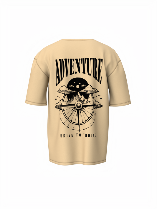 Every Mile Graphic Unisex Beige Oversized T-Shirt