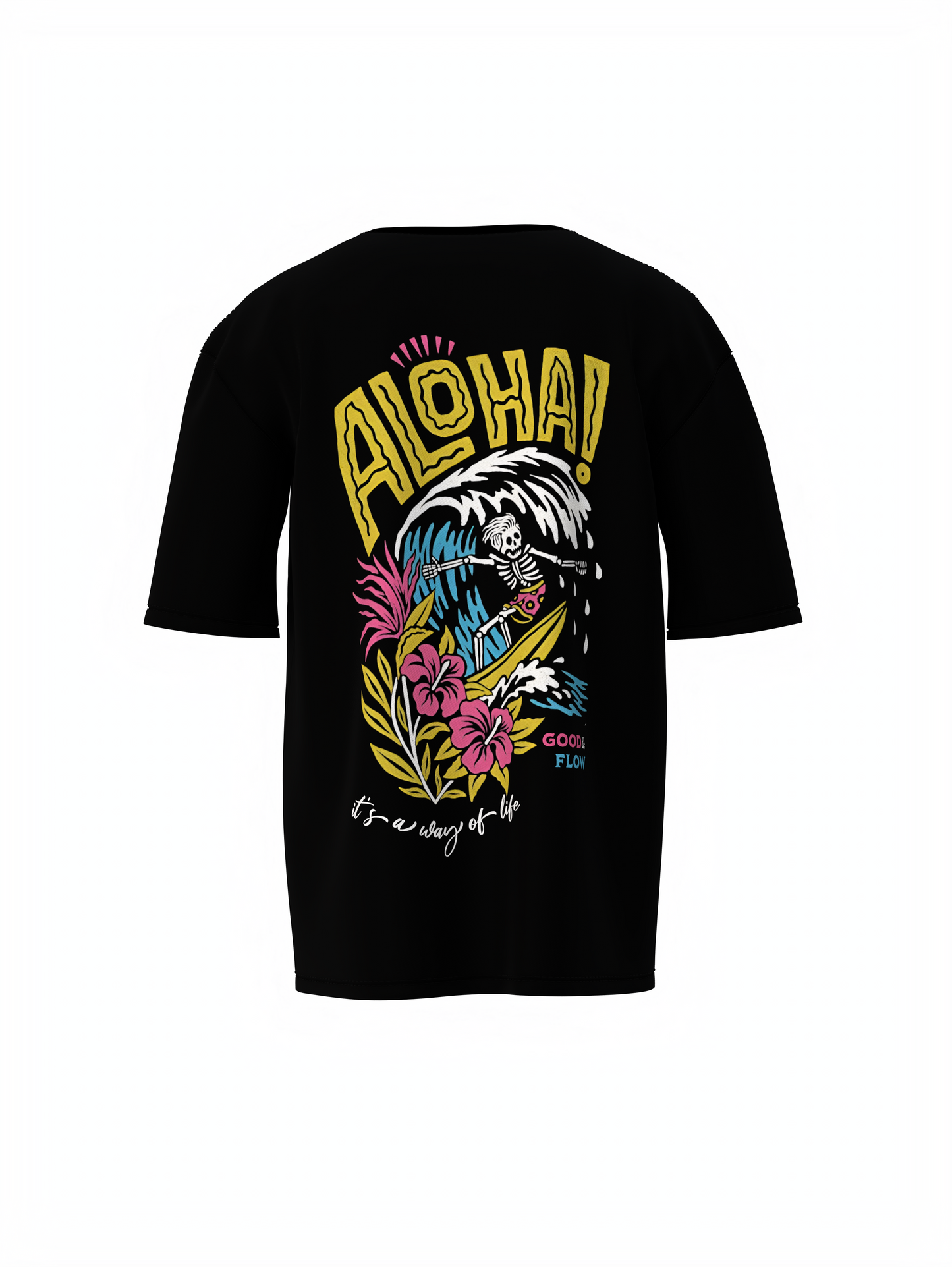 Aloha Graphic Black Oversized T-Shirt Stylish Casual Look