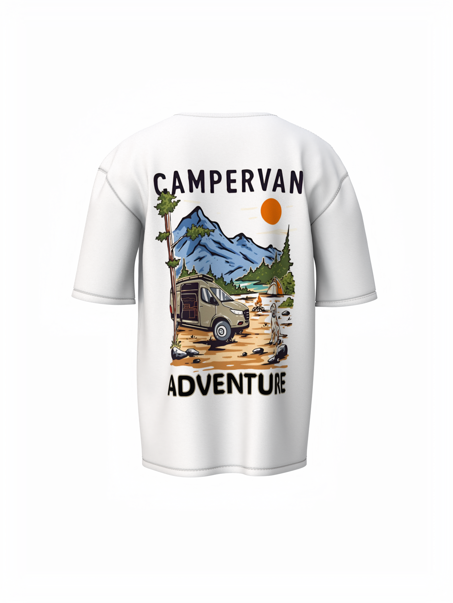 Campervan Graphic Unisex White Oversized T-Shirt