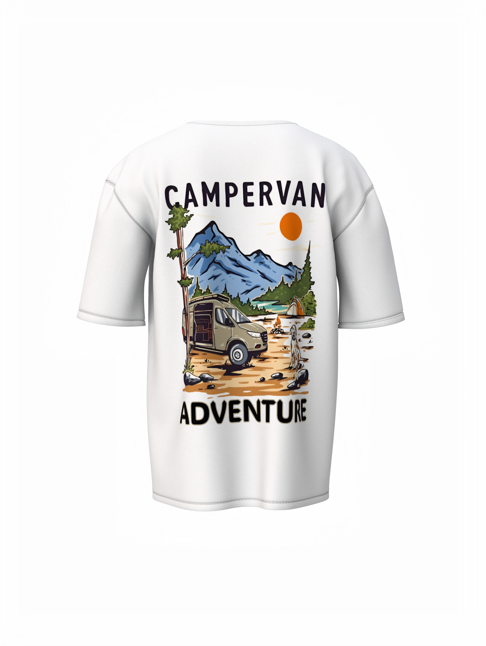 Campervan Graphic Unisex White Oversized T-Shirt