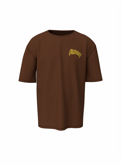 Aloha Graphic Brown Oversized T-Shirt Unisex Casual Style