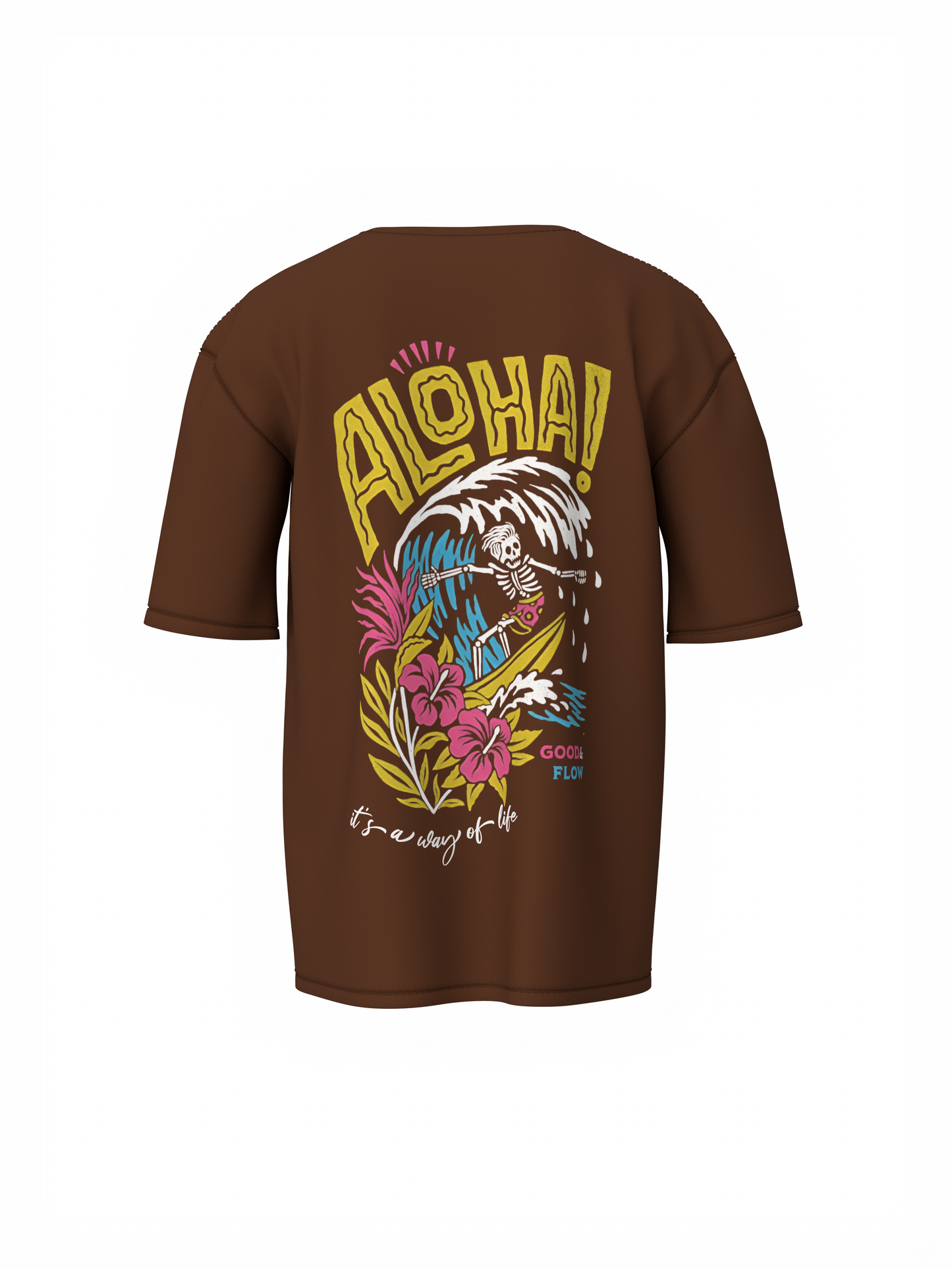 Aloha Graphic Brown Oversized T-Shirt Unisex Casual Style