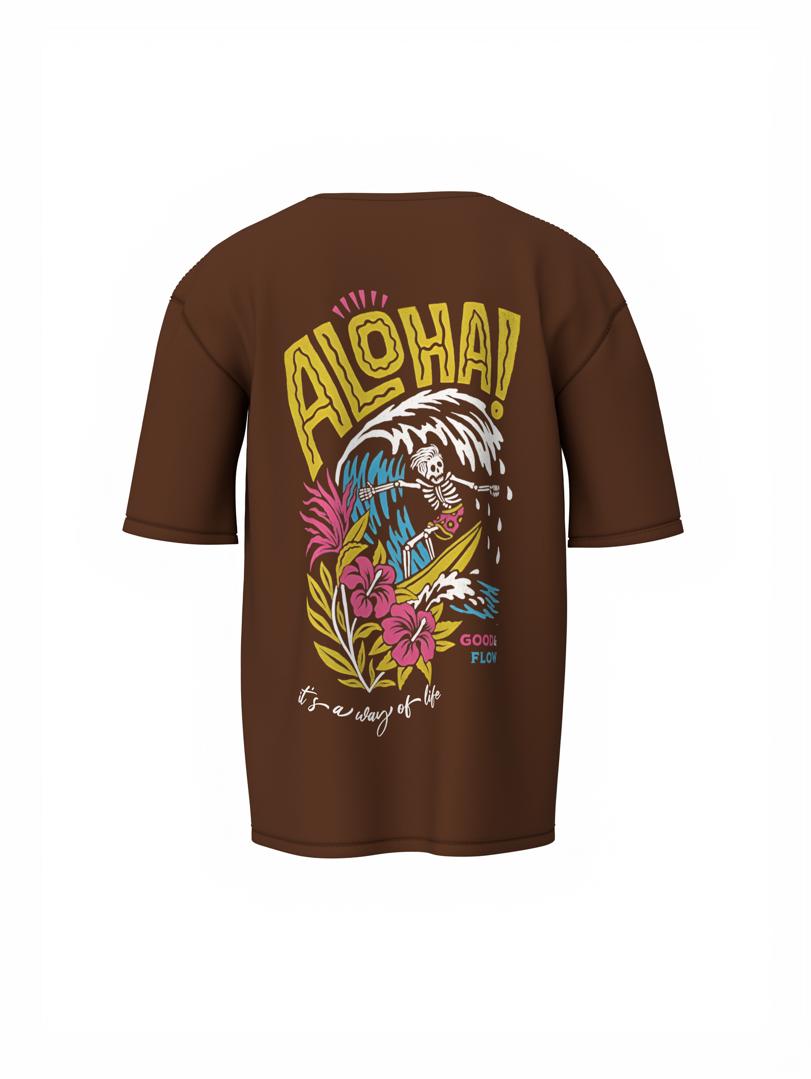 Aloha Graphic Brown Oversized T-Shirt Unisex Casual Style