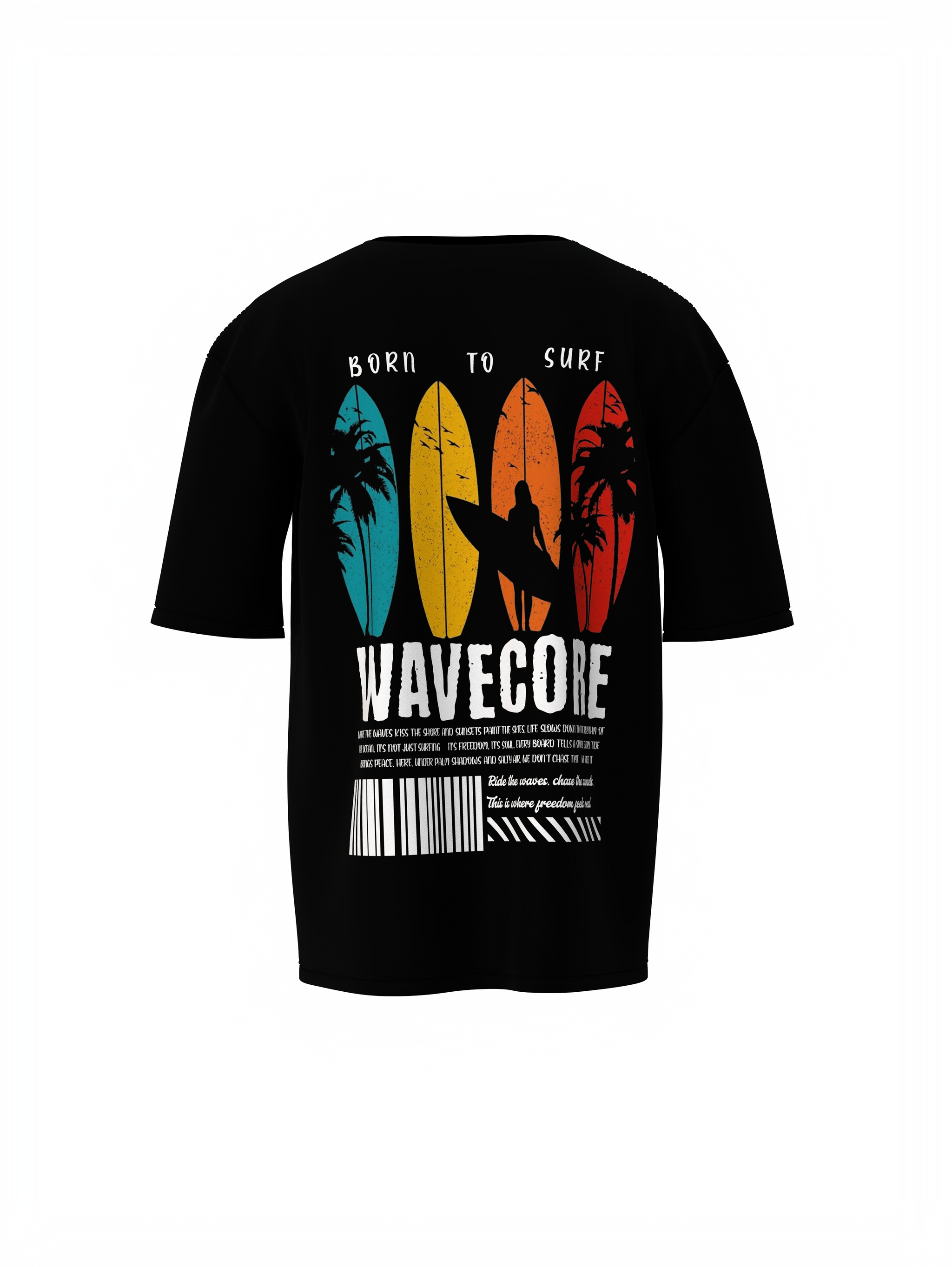 Wavecore Graphic Unisex Black Oversized T-Shirt