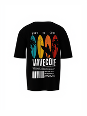 Wavecore Graphic Unisex Black Oversized T-Shirt