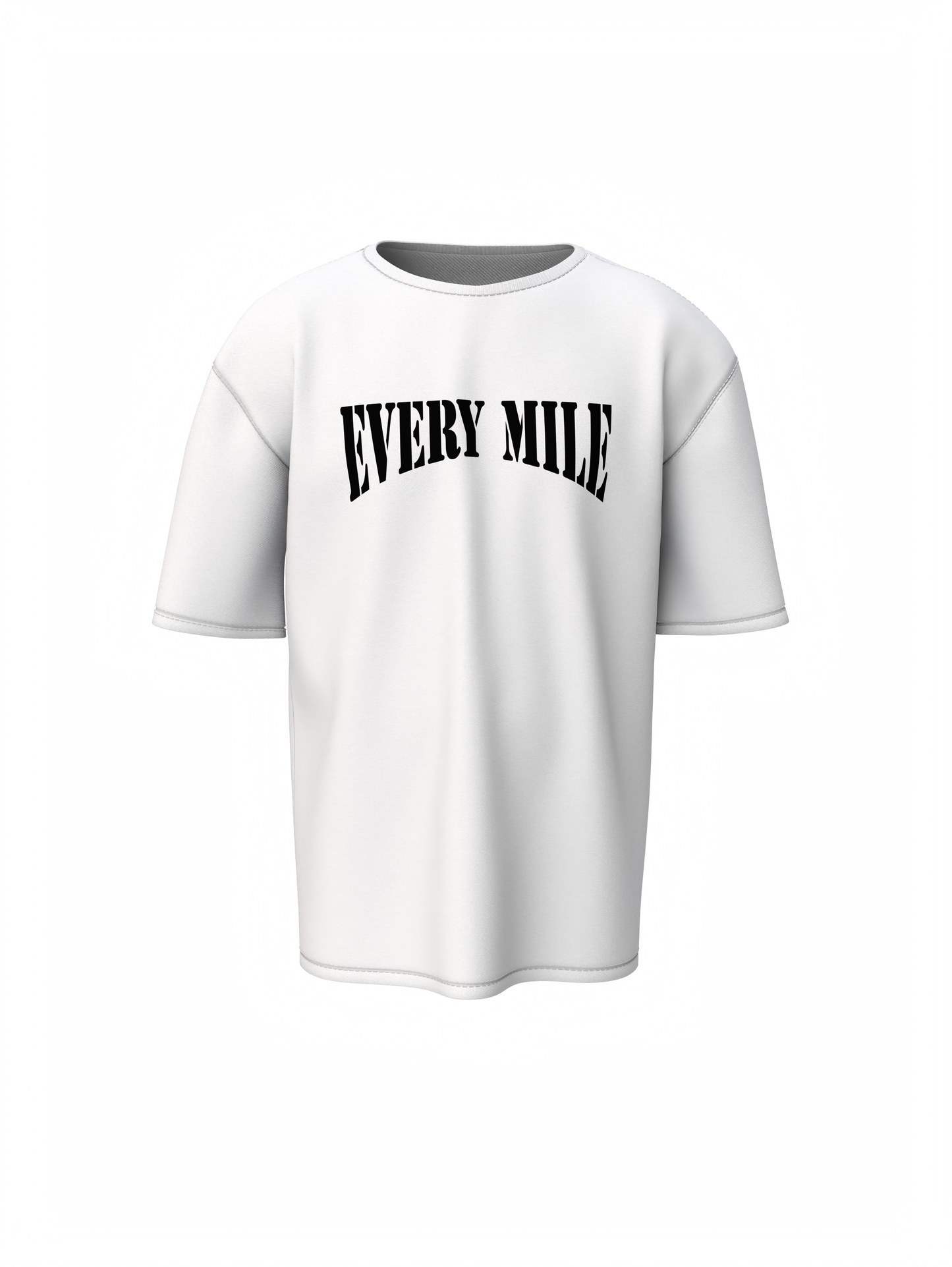 Every Mile Graphic Unisex White Oversized T-Shirt Style