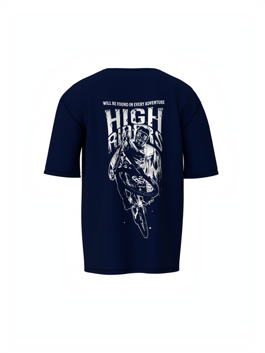 High Rider Graphic Unisex Dark Blue Oversized T-Shirt