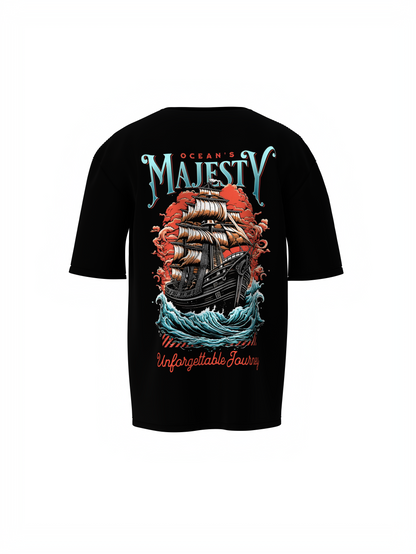 Majesty Graphic Unisex Black Oversized T-Shirt – Bold Design