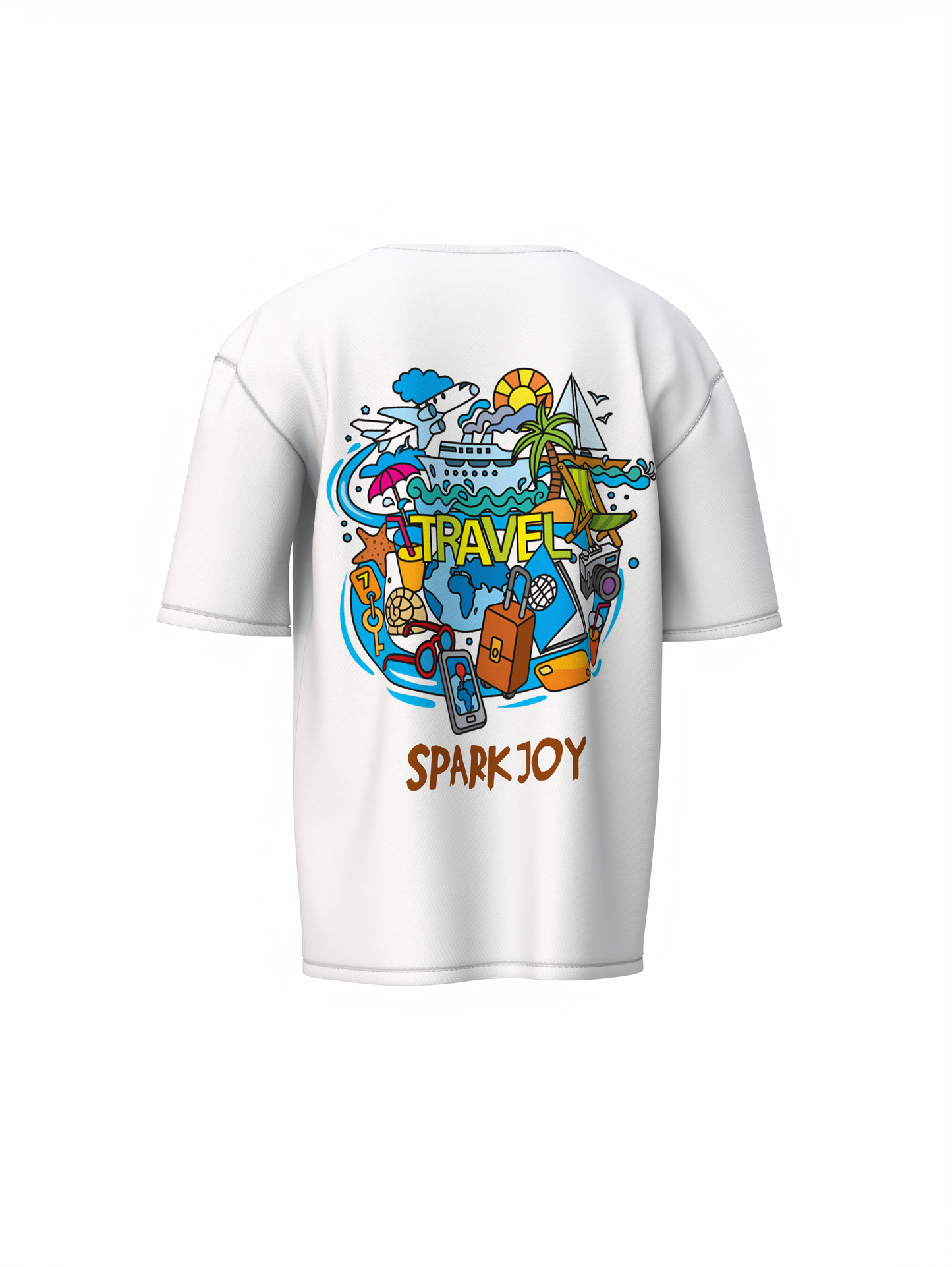 Spark Joy Graphic Unisex White Oversized T-Shirt – Casual Comfort