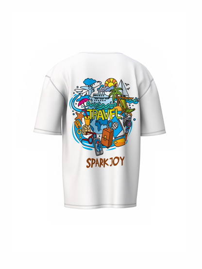 Spark Joy Graphic Unisex White Oversized T-Shirt – Casual Comfort