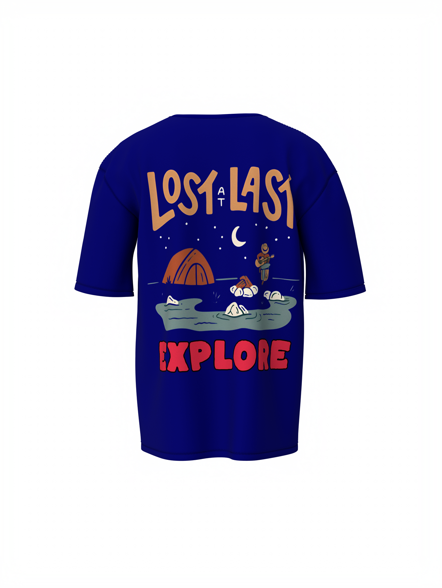 Explore Graphic Blue Oversized T-Shirt Unisex Streetwear