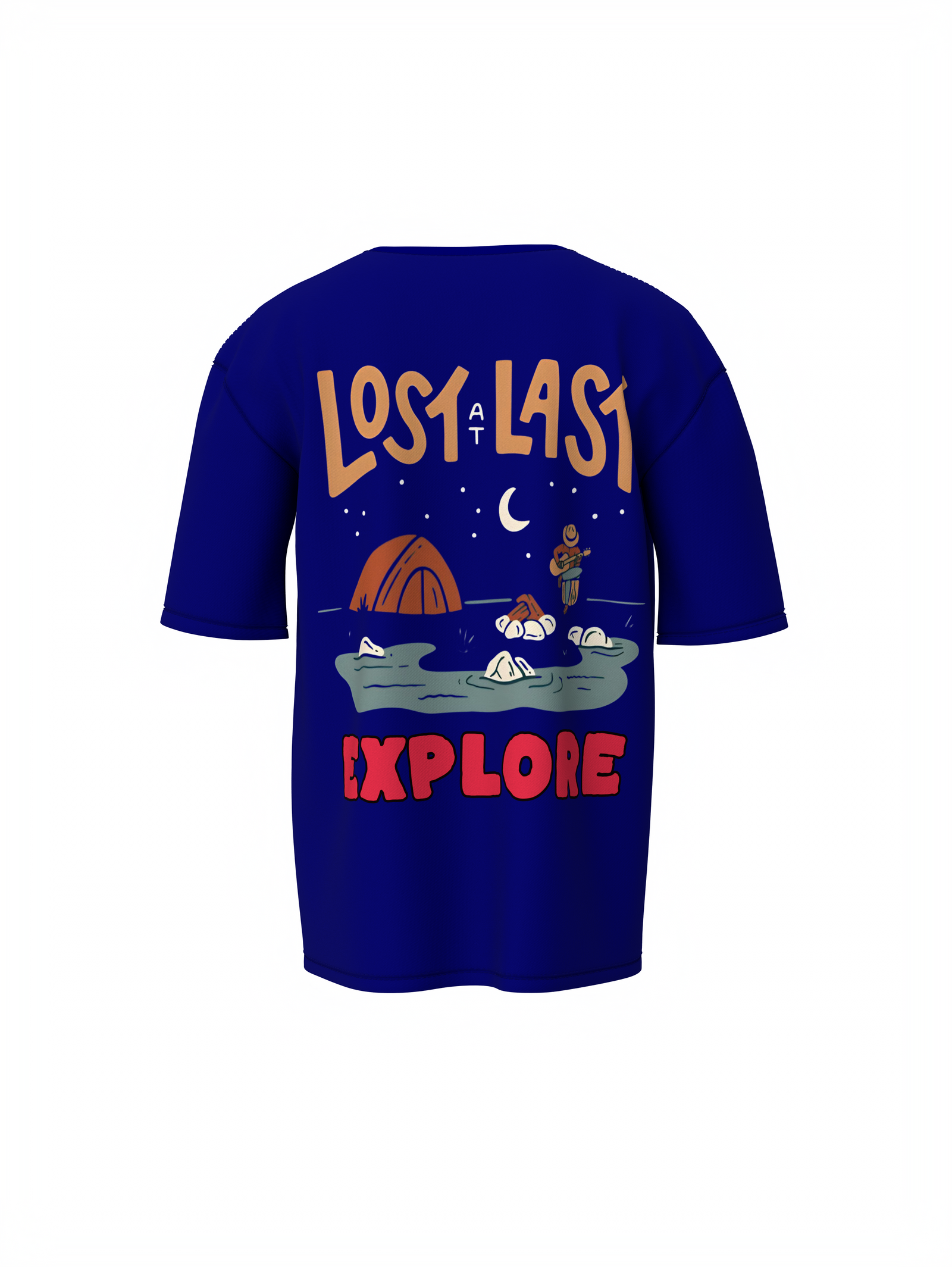 Explore Graphic Blue Oversized T-Shirt Unisex Streetwear