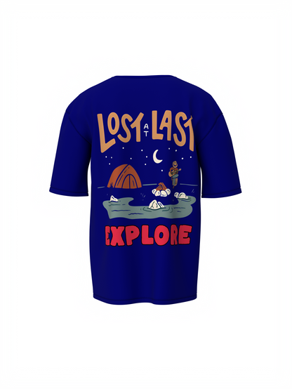 Explore Graphic Blue Oversized T-Shirt Unisex Streetwear