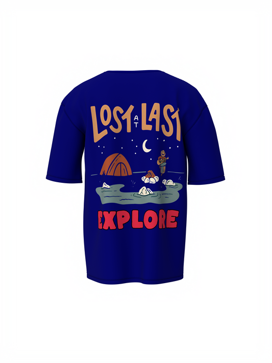 Explore Graphic Blue Oversized T-Shirt Unisex Streetwear