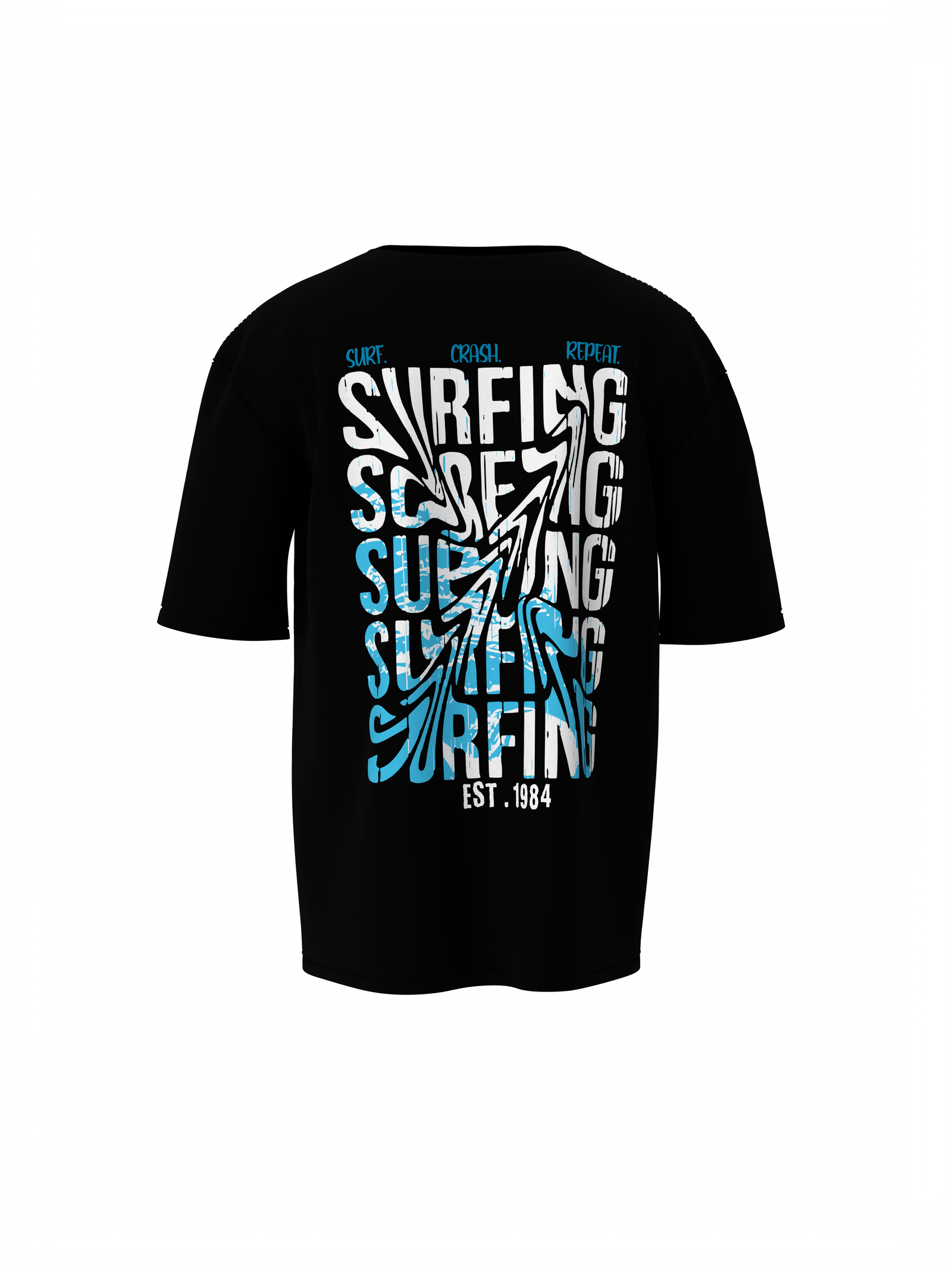 Surfing Black Oversized T-Shirt for Surf Streetwear Style