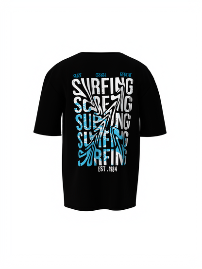 Surfing Black Oversized T-Shirt for Surf Streetwear Style