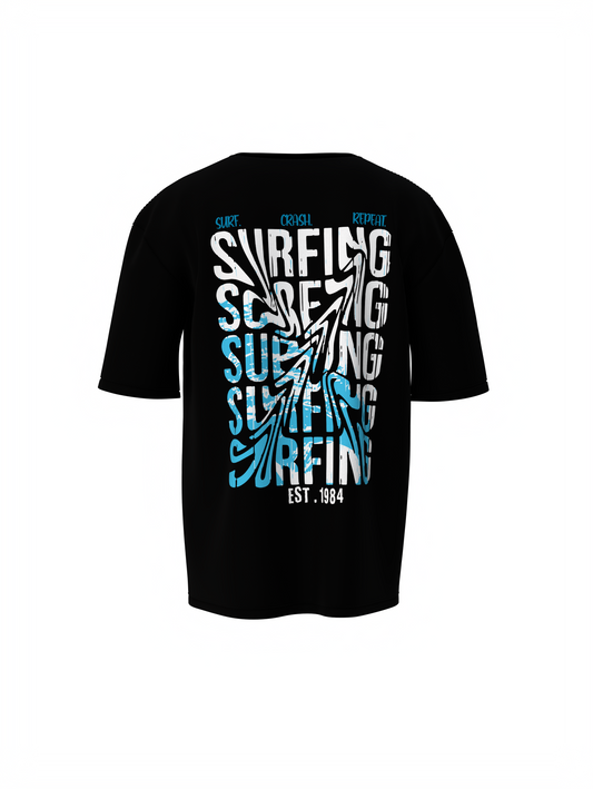 Surfing Black Oversized T-Shirt for Surf Streetwear Style