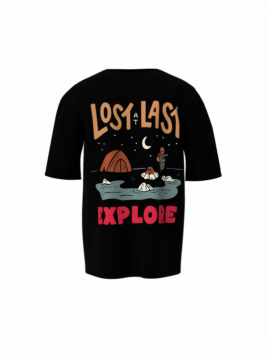 Explore Graphic Unisex Black Oversized T-Shirt