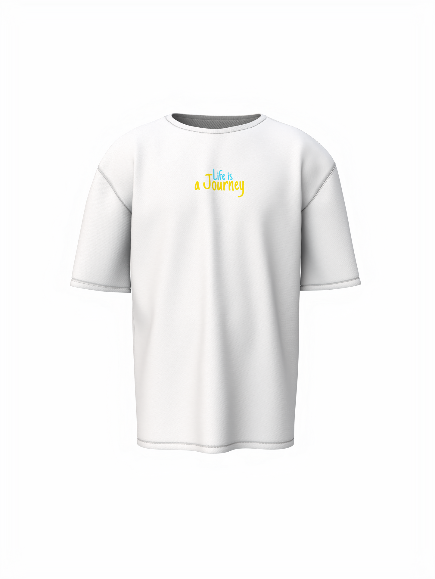 Life Is Journey Unisex White Oversized T-Shirt Inspirational