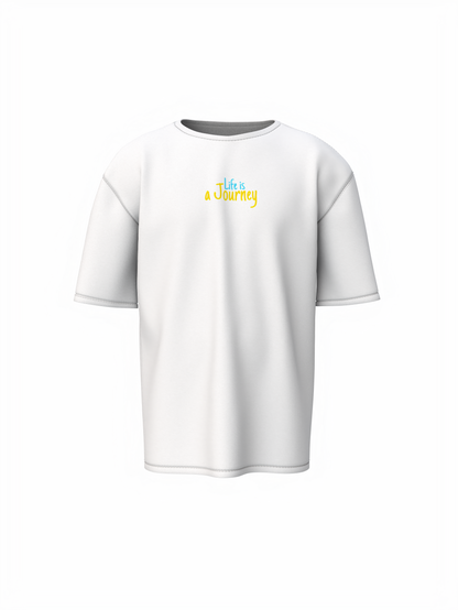Life Is Journey Unisex White Oversized T-Shirt Inspirational