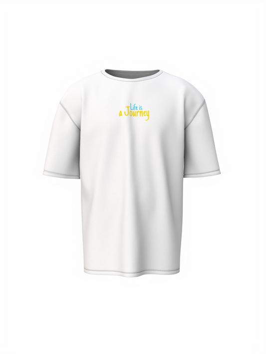 Life Is journey Unisex White Oversized T-Shirt